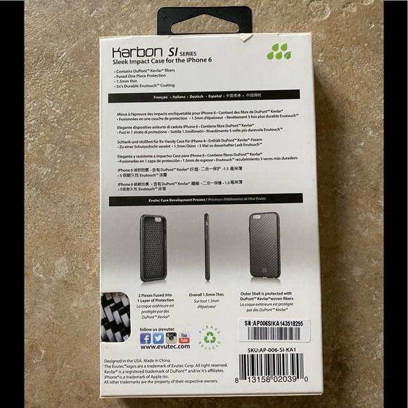 Evutec Karbon SI Series Black Case for Apple iPhone 6, 6S, 7, or 8 - Brand New - Picture 2 of 4